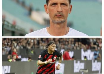 DAS IST MEHR ALS HERZENSCHMERZ: Eintracht Frankfurt-Cheftrainer Dino Toppmöller reagiert, als Nnamdi Collins eine atemberaubende Ankündigung macht.