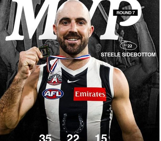 Steele Sidebottom Sets Historic Benchmark in 2025 With Record-Breaking Performance, Clinches His Second Coach’s MVP Award in Style as First Collingwood Player to Register 35+ Disposals, 20+ Contested Possessions, 15+ Clearances, and 5+ Inside 50s in a Single Match